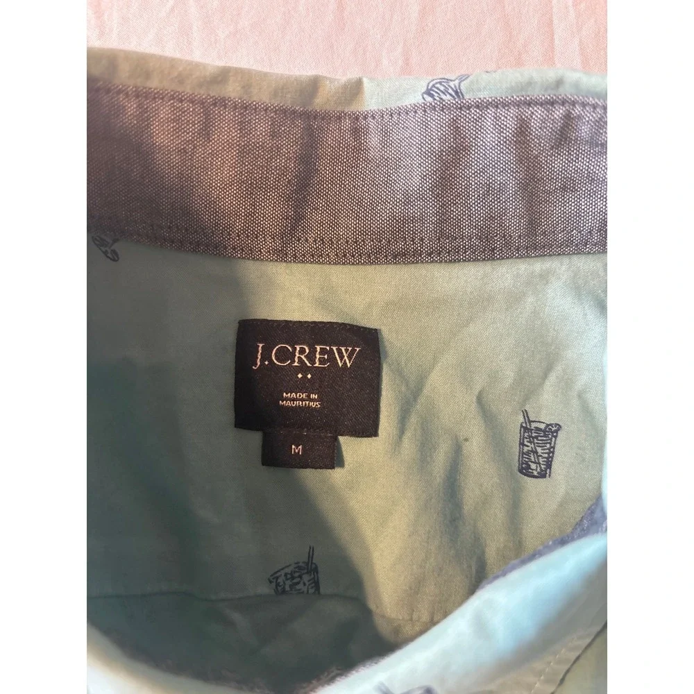 J.Crew Button Down Shirt Mens M Mint Green Cocktail Print H4743 SU18